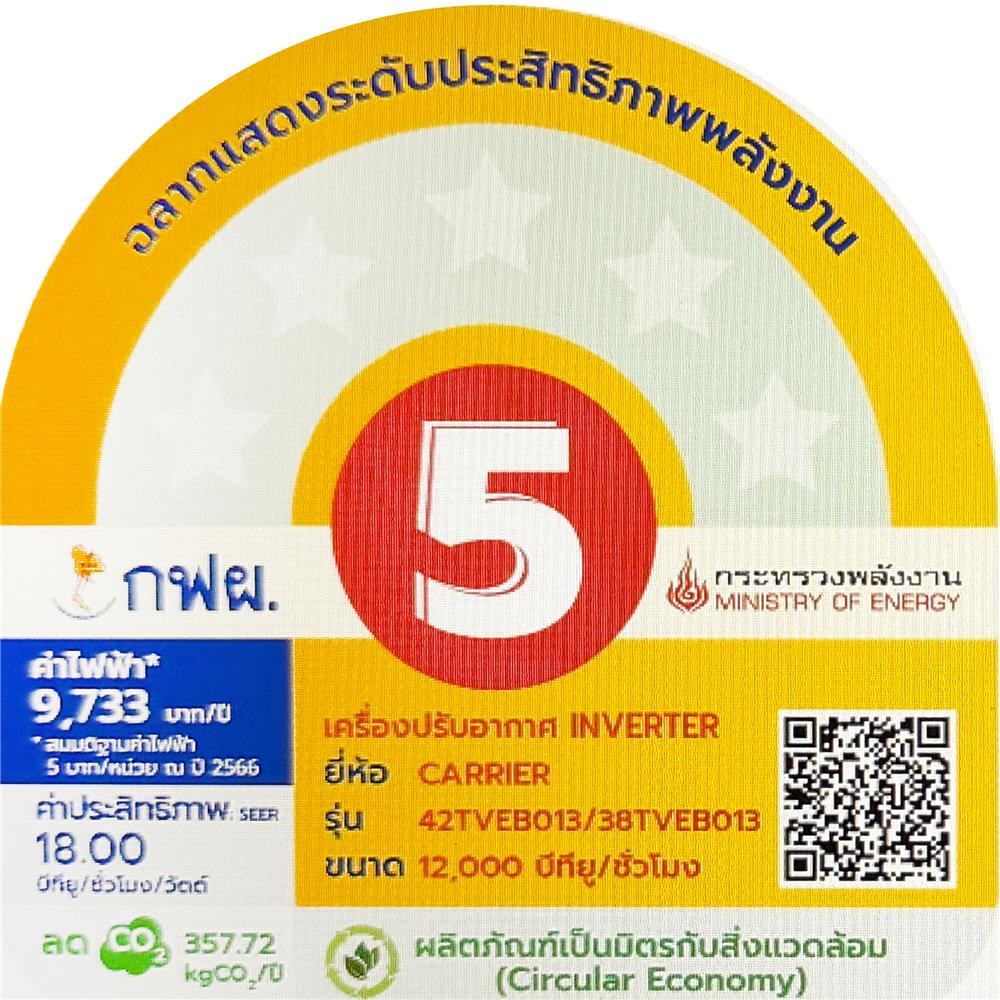 แอร์ผนัง CARRIER 42TVEB013/38TVEB013 12000 บีทียู อินเวอร์เตอร์