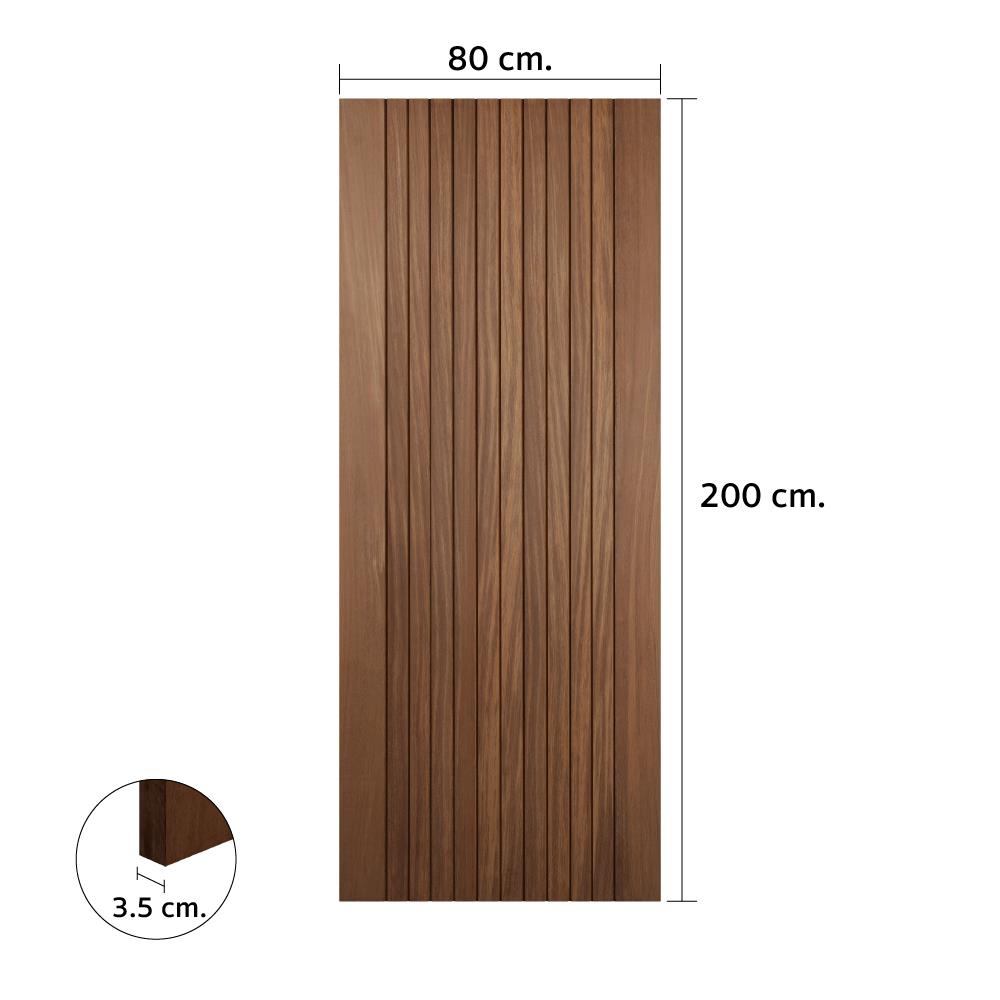 ประตูไม้มะค่า ไม่เจาะลูกบิด VK VK804 โมเดิร์น เซาะร่อง ขอบ 5 นิ้ว 80x200 ซม. สีธรรมชาติ