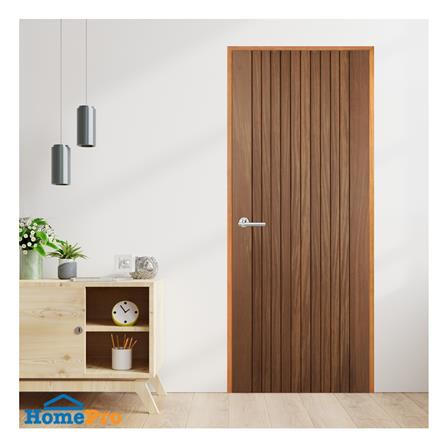 ประตูไม้มะค่า ไม่เจาะลูกบิด VK VK804 โมเดิร์น เซาะร่อง ขอบ 5 นิ้ว 80x200 ซม. สีธรรมชาติ_2