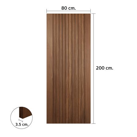 ประตูไม้มะค่า ไม่เจาะลูกบิด VK VK804 โมเดิร์น เซาะร่อง ขอบ 5 นิ้ว 80x200 ซม. สีธรรมชาติ_4