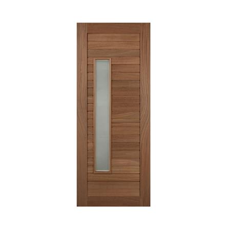 ประตูไม้มะค่า ไม่เจาะลูกบิด VK VK825 โมเดิร์น ช่องกระจก ขอบ 5 นิ้ว 80x200 ซม. สีธรรมชาติ_0