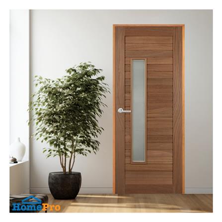 ประตูไม้มะค่า ไม่เจาะลูกบิด VK VK825 โมเดิร์น ช่องกระจก ขอบ 5 นิ้ว 80x200 ซม. สีธรรมชาติ_2