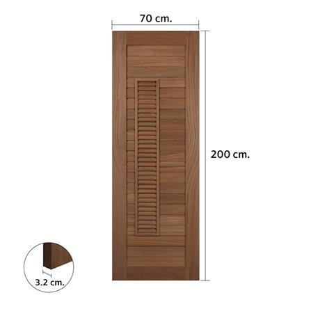 ประตูไม้มะค่า ไม่เจาะลูกบิด VK VK826 โมเดิร์น ช่องเกล็ด ขอบ 5 นิ้ว 70x200 ซม. สีธรรมชาติ_4