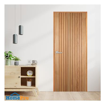 ประตูไม้สยาแดง ไม่เจาะลูกบิด VK VK124 โมเดิร์น เซาะร่อง ขอบ 5 นิ้ว 80x200 ซม. สีธรรมชาติ_2