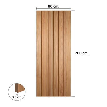 ประตูไม้สยาแดง ไม่เจาะลูกบิด VK VK124 โมเดิร์น เซาะร่อง ขอบ 5 นิ้ว 80x200 ซม. สีธรรมชาติ_4