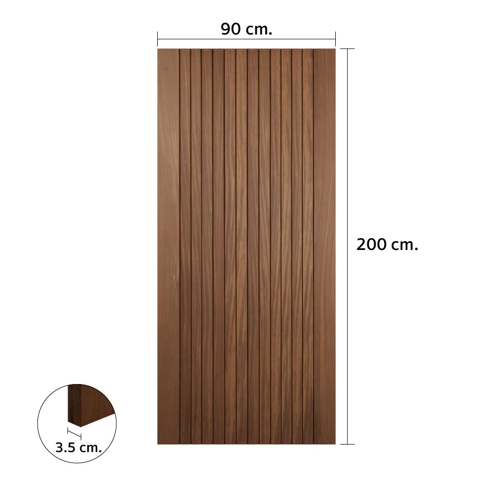 ประตูไม้มะค่า ไม่เจาะลูกบิด VK VK804 โมเดิร์น เซาะร่อง ขอบ 5 นิ้ว 90x200 ซม. สีธรรมชาติ