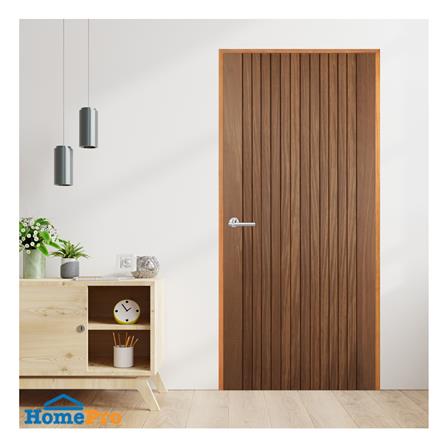 ประตูไม้มะค่า ไม่เจาะลูกบิด VK VK804 โมเดิร์น เซาะร่อง ขอบ 5 นิ้ว 90x200 ซม. สีธรรมชาติ_2