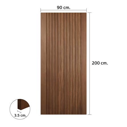 ประตูไม้มะค่า ไม่เจาะลูกบิด VK VK804 โมเดิร์น เซาะร่อง ขอบ 5 นิ้ว 90x200 ซม. สีธรรมชาติ_4