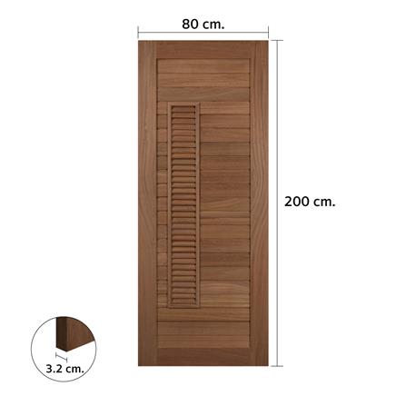 ประตูไม้มะค่า ไม่เจาะลูกบิด VK VK826 โมเดิร์น ช่องเกล็ด ขอบ 5 นิ้ว 80x200 ซม. สีธรรมชาติ_4