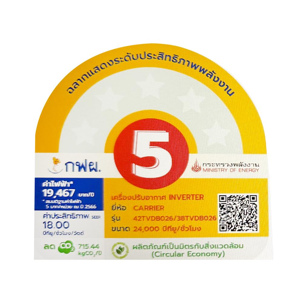 แอร์ผนัง CARRIER 42TVDB026/38TVDB026 24000 บีทียู อินเวอร์เตอร์