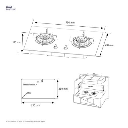 เตาฝังแก๊ส ELECTROLUX EHG7220BF 73 ซม._7