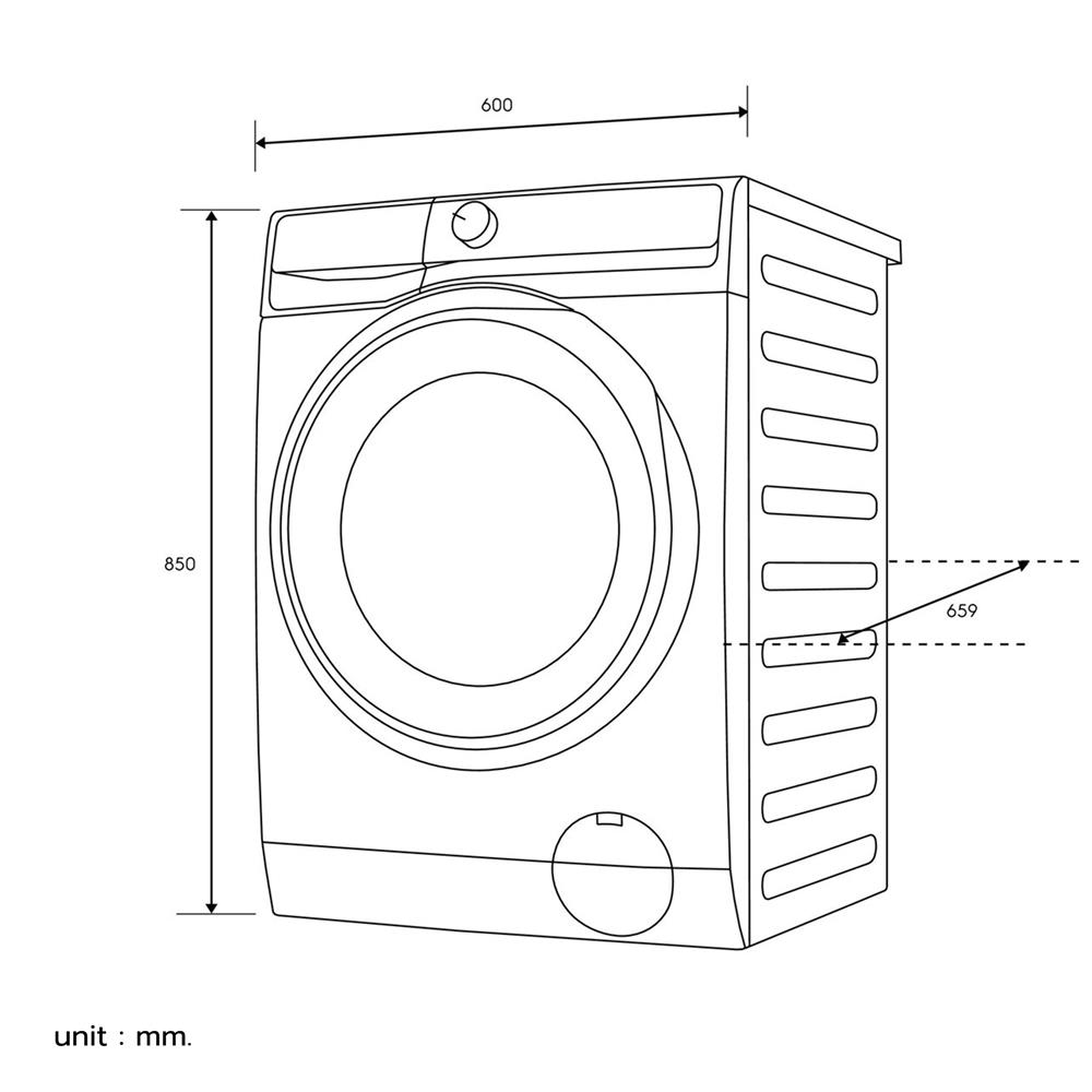 เครื่องซักอบผ้าฝาหน้าพร้อมขาตั้ง ELECTROLUX EWW1143P5SC 11/7 กก. 1400RPM อินเวอร์เตอร์ สีเทาเข้ม