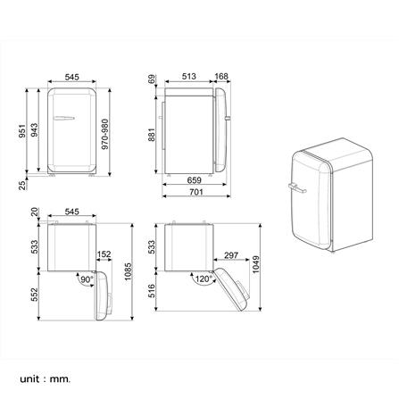 ตู้เย็น 1 ประตู SMEG FAB10RCR6 4.3 คิว สีครีม_6