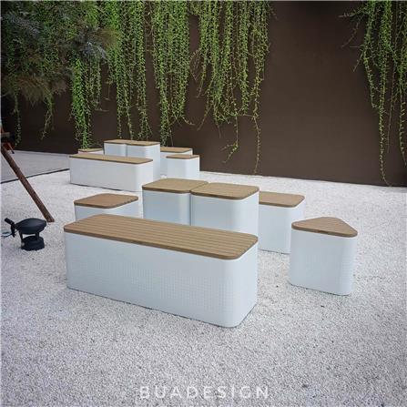 ม้านั่งสนาม BUA DESIGN BUASURFACE DOT SQUARE STOOL สีธรรมชาติ_2