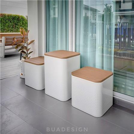 ม้านั่งสนาม BUA DESIGN BUASURFACE DOT SQUARE STOOL สีธรรมชาติ_3