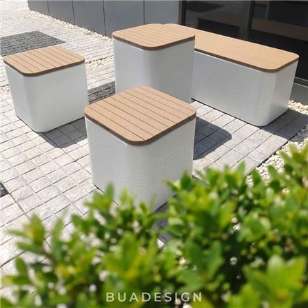 ม้านั่งสนาม BUA DESIGN BUASURFACE DOT SQUARE STOOL สีธรรมชาติ_4
