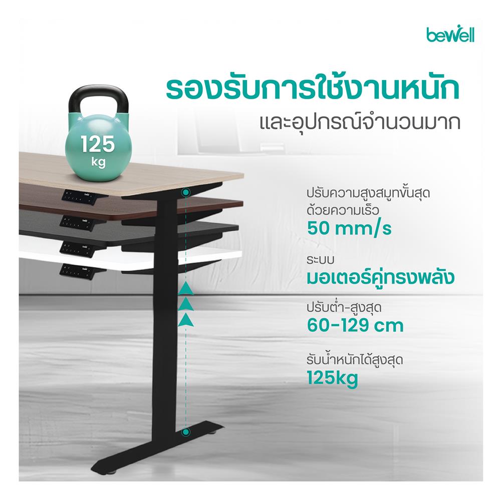 โต๊ะปรับระดับไฟฟ้า BEWELL TBS08-TOP07 140 ซม. สีขาว/ดำ