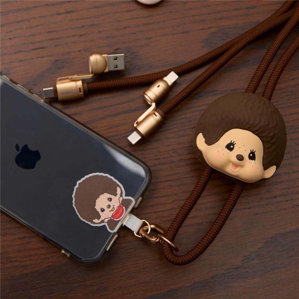 สายชาร์จ 4IN1 AMAZE ONE AMCC002 MONCHHICHI BOY สีน้ำตาล