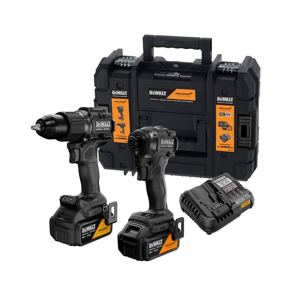 ชุดสว่านกระแทกและไขควงกระแทก (พร้อมแบตเตอรี่และแท่นชาร์จ) DEWALT MCLAREN DCK2222MM2T 20 โวลต์