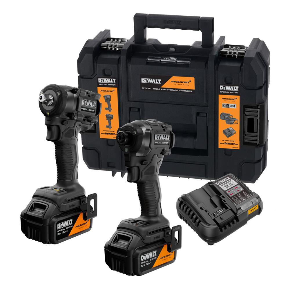 ชุดไขควงบล็อกกระแทก (พร้อมแบตเตอรี่และแท่นชาร์จ) DEWALT MCLAREN DCK2224MP2T 18 โวลต์