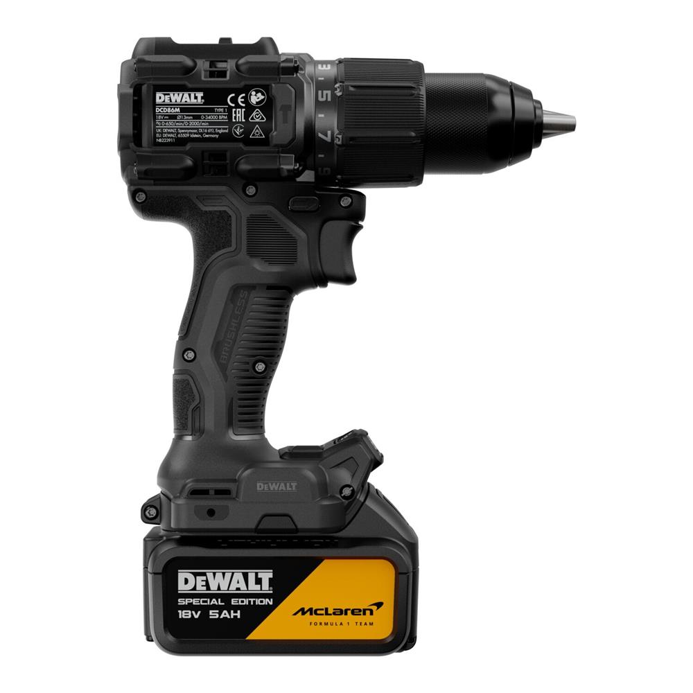 สว่านกระแทกไร้สาย (พร้อมแบตเตอรี่) DEWALT MCLAREN DCD86MP1T-QW 18 โวลต์