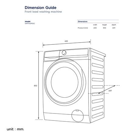เครื่องซักผ้าฝาหน้าพร้อมขาตั้ง ELECTROLUX EWF1143P5SC 11 กก. 1400 RPM อินเวอร์เตอร์ สีเทาเข้ม_6