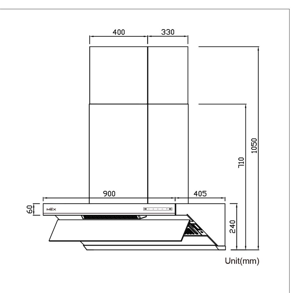 เครื่องดูดควันกระโจม MEX INNOVEN-B90 90 ซม.