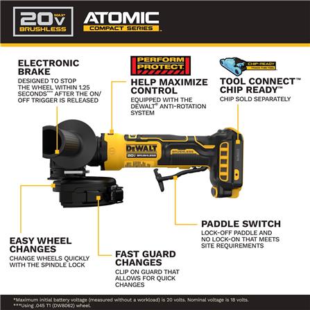 เครื่องเจียร์ไร้สาย (เฉพาะตัวเครื่อง) DEWALT DCG400N-B1 4 นิ้ว_14