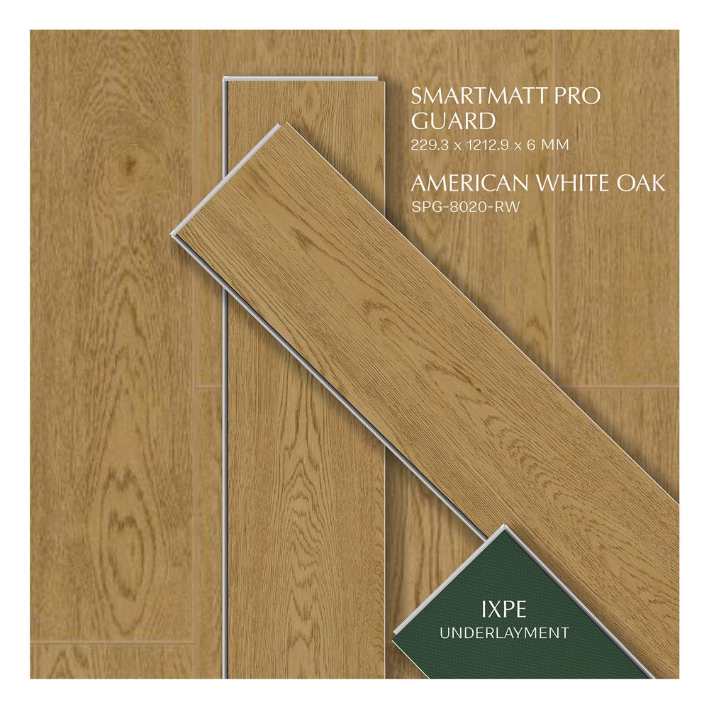 พื้น SPC SMARTMATT PRO GUARD 6 มม. 2.22 ตร.ม. สี AMERICAN WHITE OAK (แพ็ก 8 แผ่น)