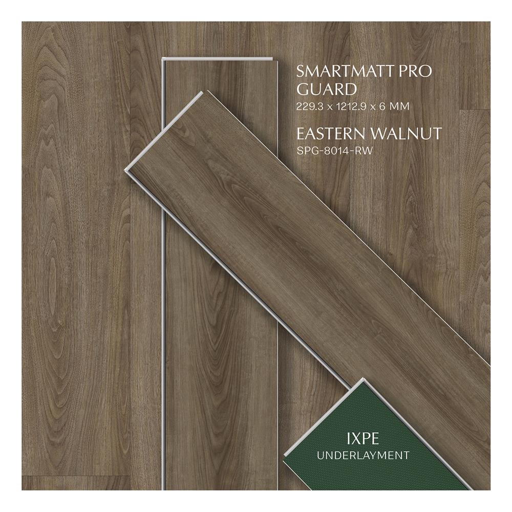 พื้น SPC SMARTMATT PRO GUARD 6 มม. 2.22 ตร.ม. สี ESTERN WALNUT (แพ็ก 8 แผ่น)