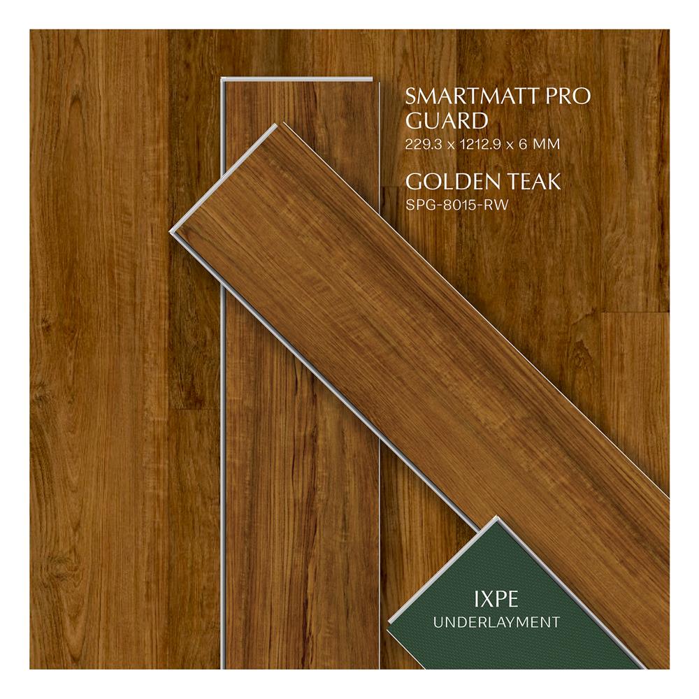 พื้น SPC SMARTMATT PRO GUARD 6 มม. 2.22 ตร.ม. สี GOLDEN TEAK (แพ็ก 8 แผ่น)