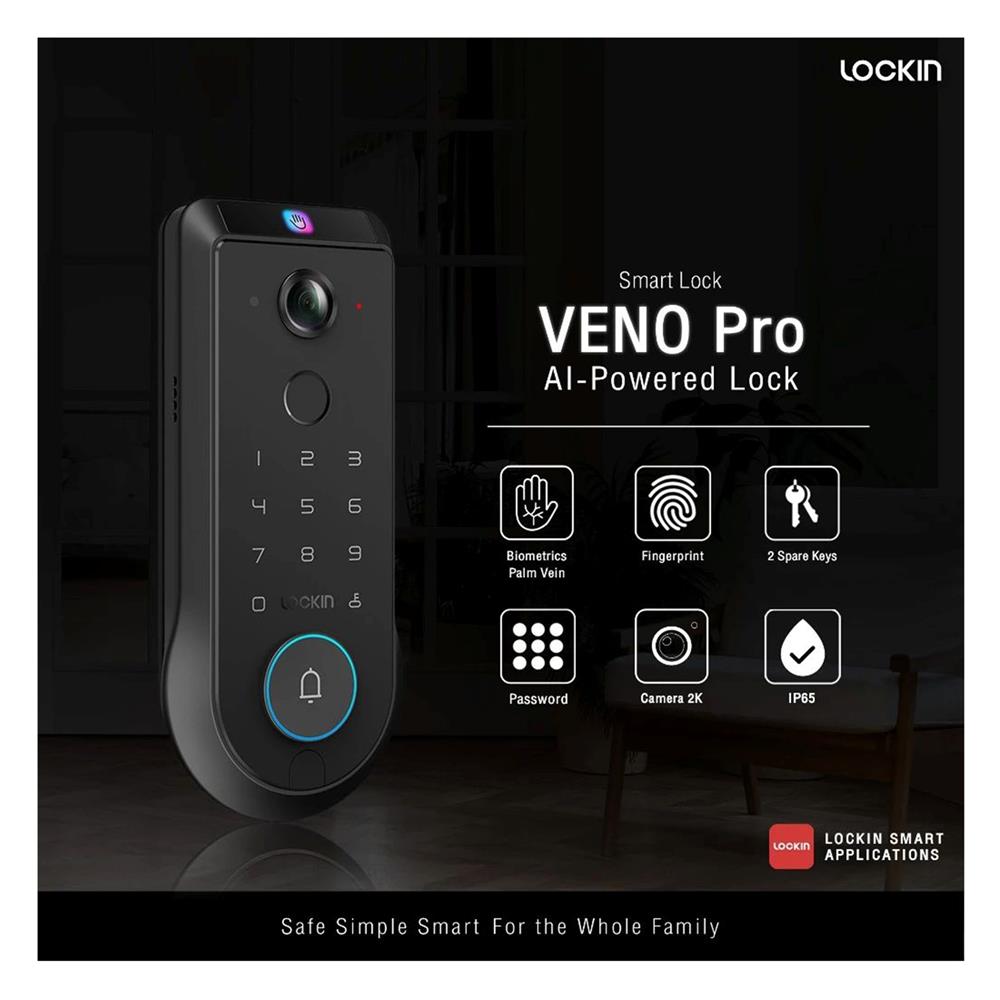 กลอนดิจิตอล LOCKIN VENO PRO สีดำ