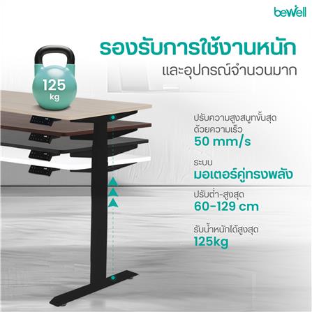 โต๊ะปรับระดับไฟฟ้า BEWELL TBS08 TOP07 120 ซม. สีวอลนัท/ขาว_9