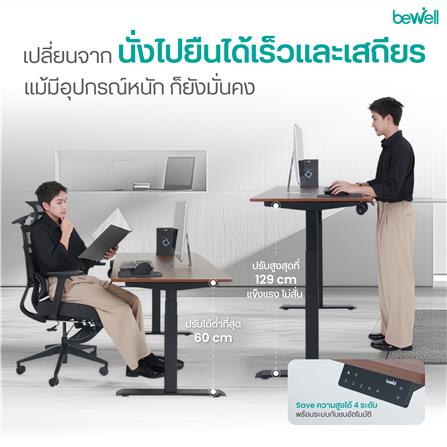 โต๊ะปรับระดับไฟฟ้า BEWELL TBS08 TOP07 120 ซม. สีดำ/ขาว_5
