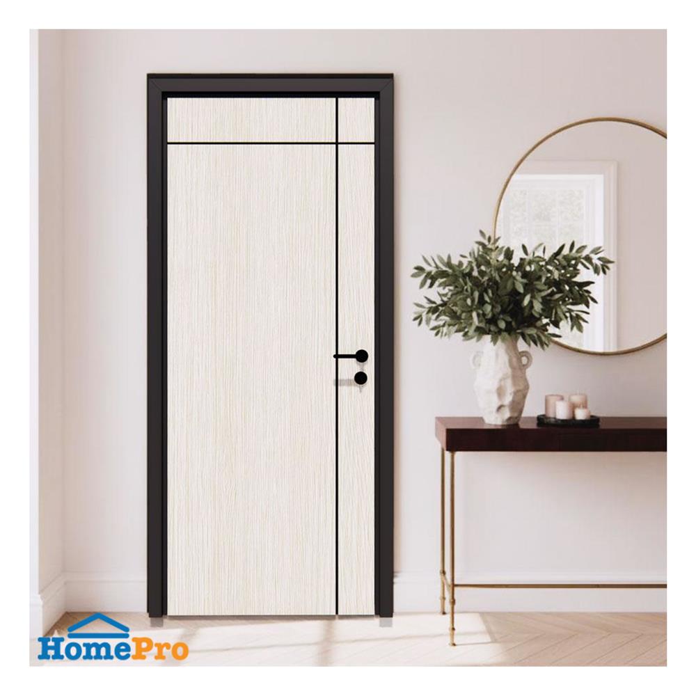 ประตูภายใน UPVC ไม่เจาะลูกบิด PARAZZO PUN06 80x200 ซม. สีสักเทา