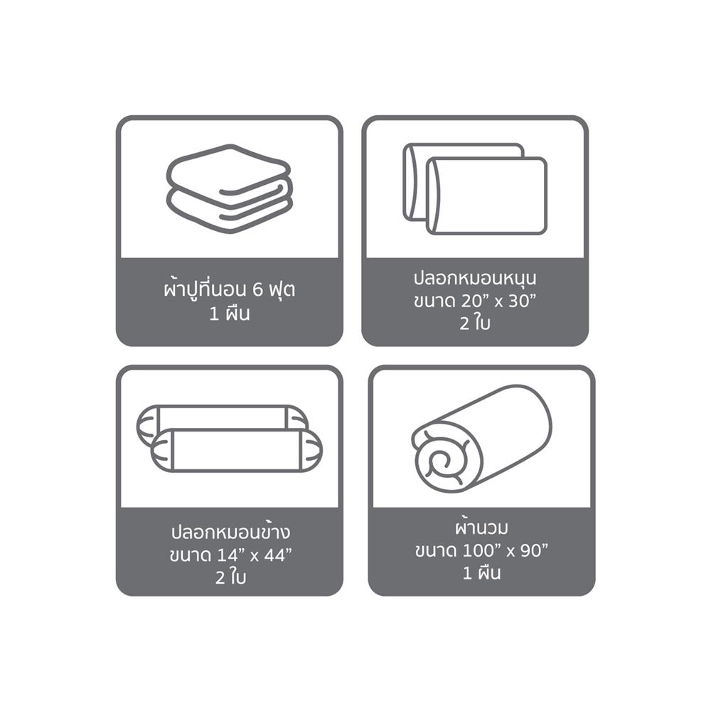 ชุดผ้าปูที่นอน 6 ฟุต (ชุด 6 ชิ้น) SATIN PLUS PRINTED SERIES PP028