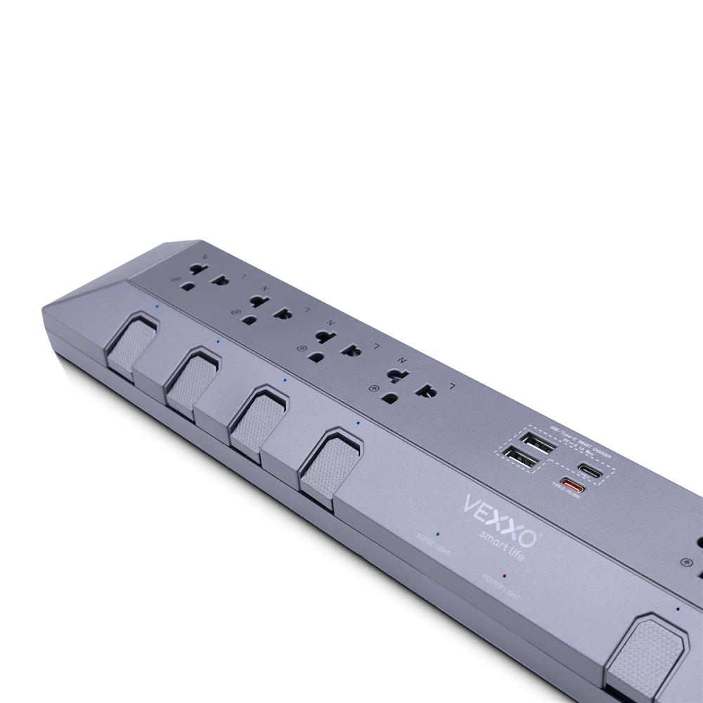 รางปลั๊กไฟ 8 ช่อง 8 สวิตซ์ 2 USB-A 2 USB-C VEXXO STUDIO POWERSTRIP 3 ม.