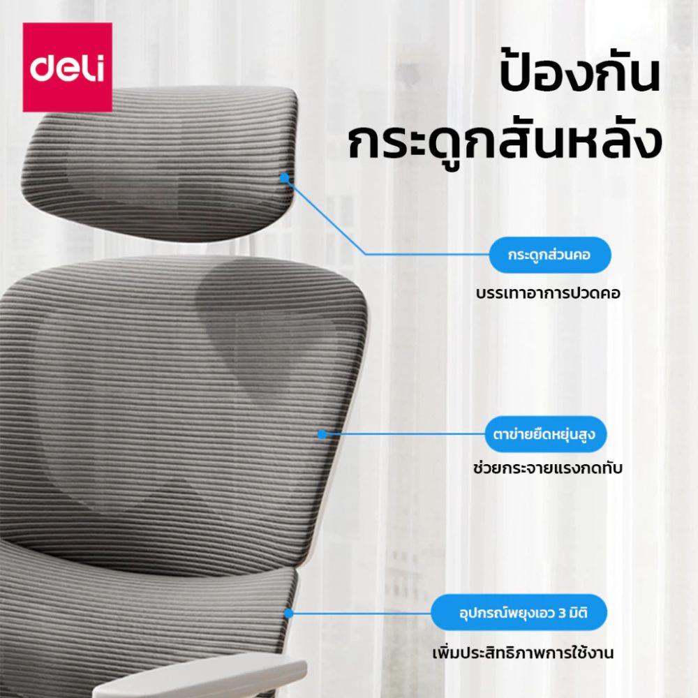 เก้าอี้สำนักงาน DELI KF243-WH-01 สีขาว/เทา