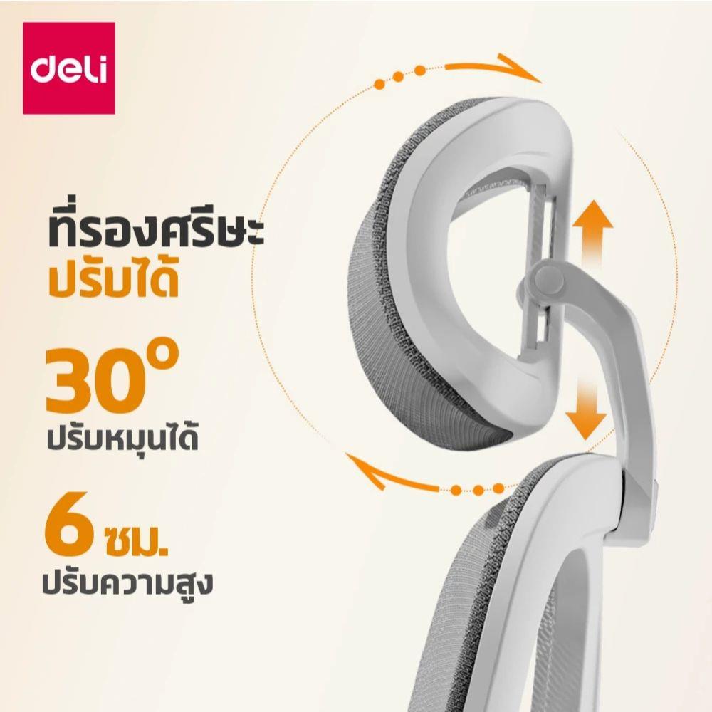 เก้าอี้สำนักงาน DELI KF264-WH-01 สีขาว/เทา