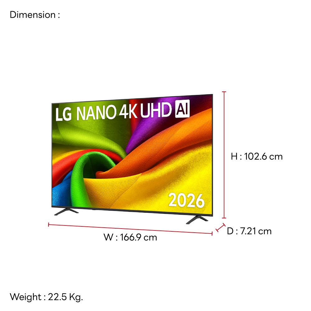 ทีวีแอลอีดี 75 นิ้ว LG (4K, LED, WEB OS) 75NU855BPSA