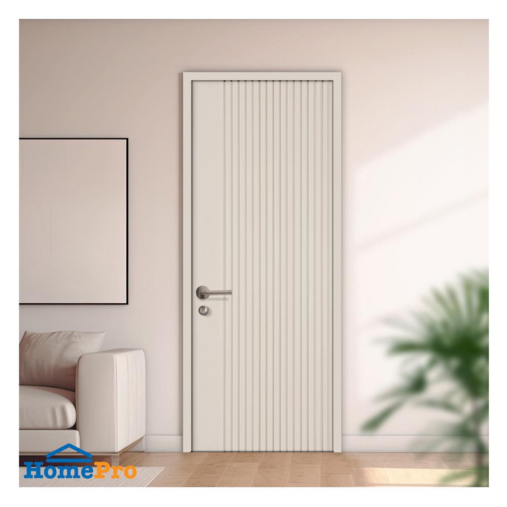 ประตูภายในโพลีสไตรีน ไม่เจาะลูกบิด LINEDEKOR VERTICAL 80x200 ซม. สีครีม