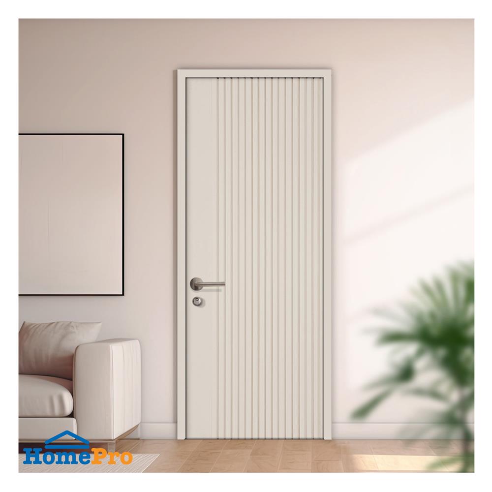 ประตูภายในโพลีสไตรีน ไม่เจาะลูกบิด LINEDEKOR VERTICAL 90x200 ซม. สีครีม