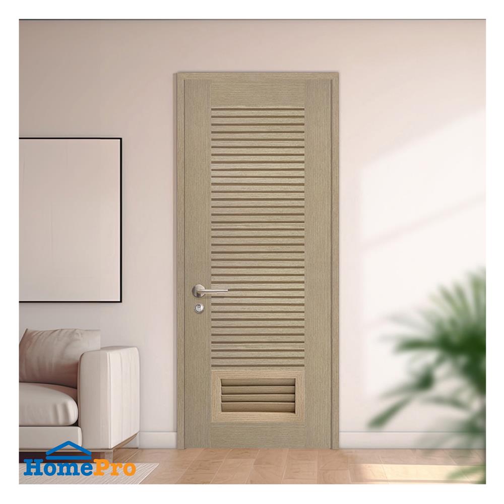 ประตูห้องน้ำโพลีสไตรีน ไม่เจาะลูกบิด LINDEKOR SIMPLE 90x200 ซม. สีบีชด้าน (เปิดด้านขวา เข้าด้านใน)