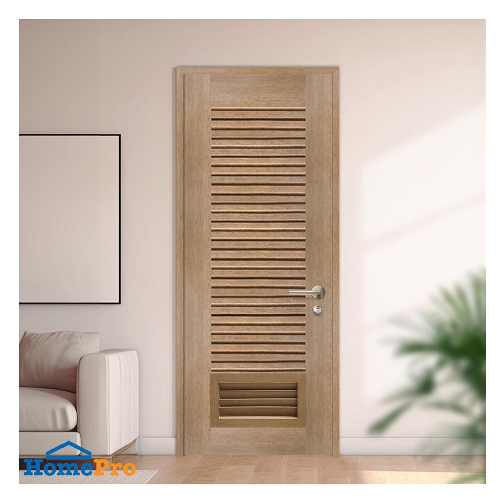 ประตูห้องน้ำโพลีสไตรีน ไม่เจาะลูกบิด LINDEKOR SIMPLE 90x200 ซม. สีสักด้าน (เปิดด้านซ้าย เข้าด้านใน)