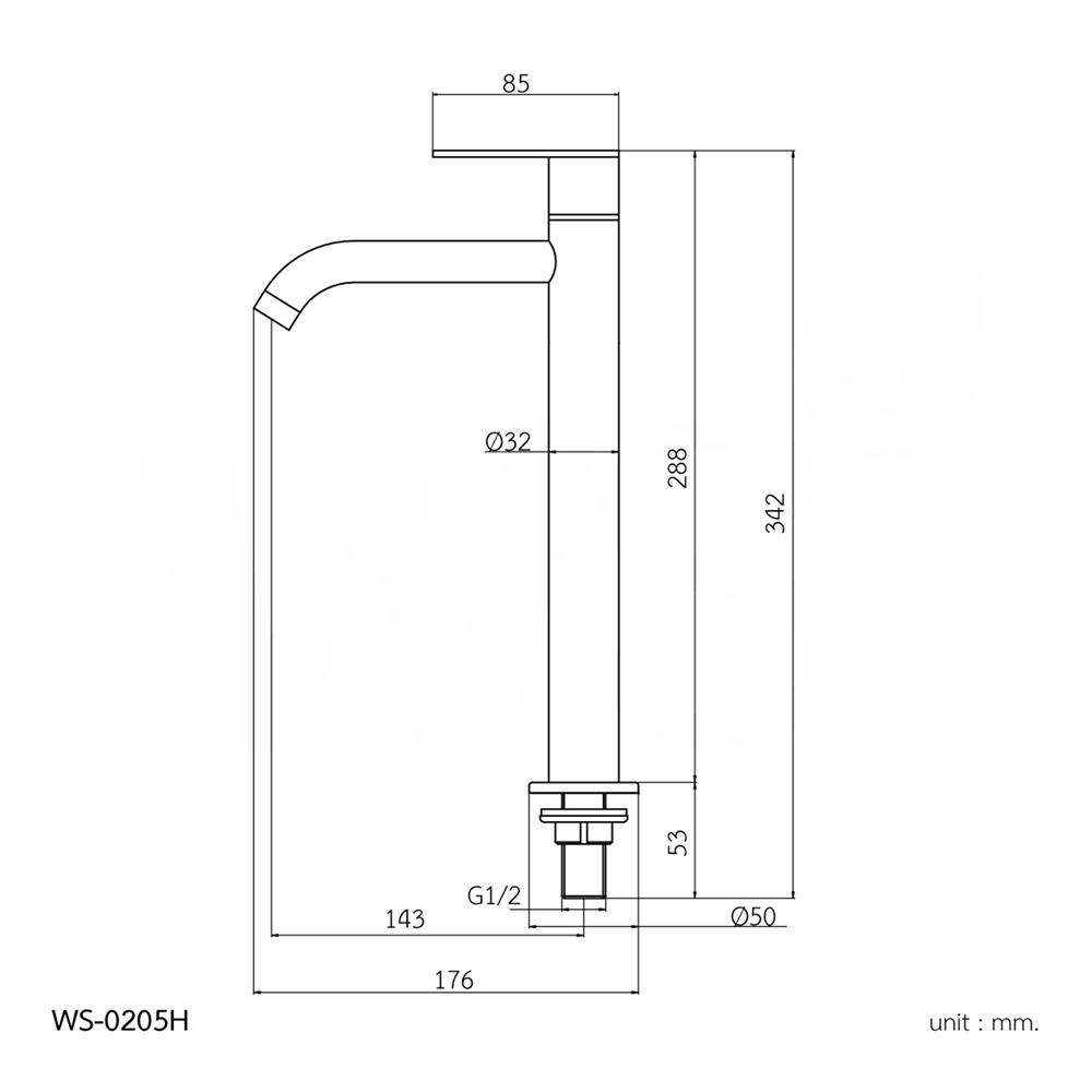 ก๊อกอ่างล้างหน้าเดี่ยวเคาน์เตอร์ WS WS-0205H
