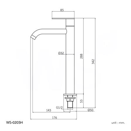 ก๊อกอ่างล้างหน้าเดี่ยวเคาน์เตอร์ WS WS-0205H_2