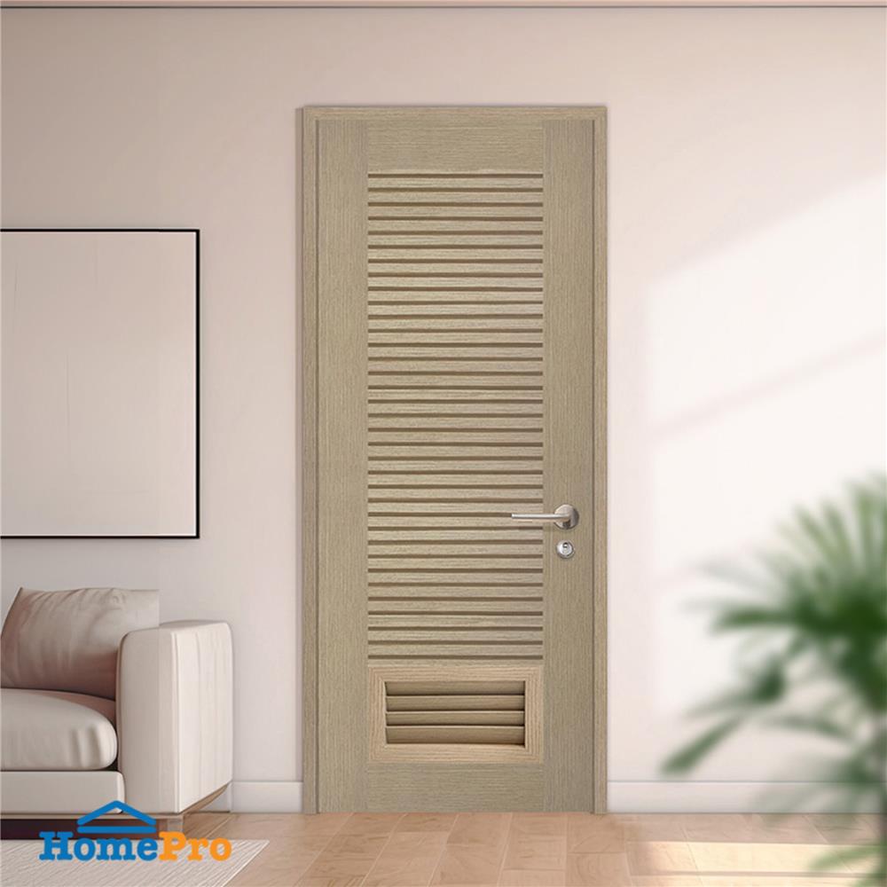 ประตูห้องน้ำโพลีสไตรีน ไม่เจาะลูกบิด LINDEKOR SIMPLE 90x200 ซม. สีบีชด้าน (เปิดด้านซ้าย เข้าด้านใน)