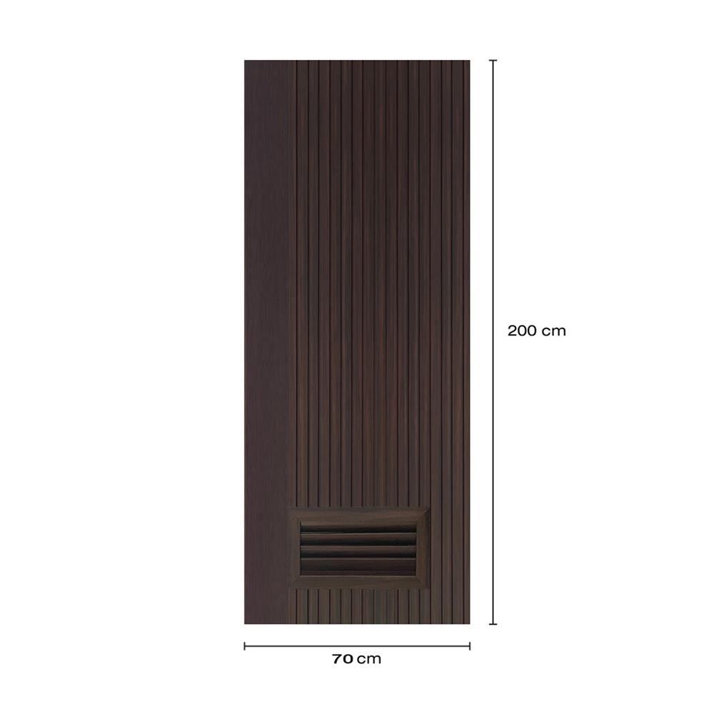 ประตูห้องน้ำโพลีสไตรีน ไม่เจาะลูกบิด LINDEKOR VERTICAL 70x200 ซม. สีโอ๊ค (เปิดด้านขวา เข้าด้านใน)