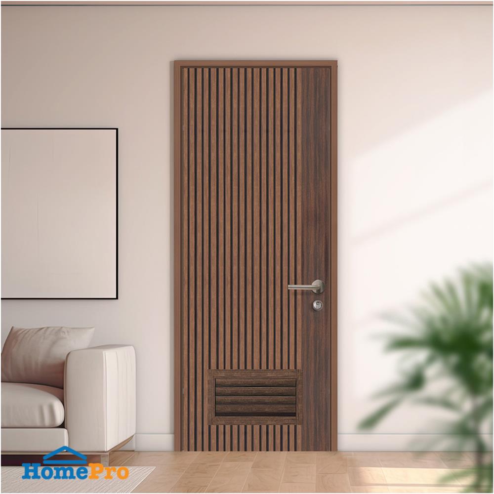 ประตูห้องน้ำโพลีสไตรีน ไม่เจาะลูกบิด LINDEKOR VERTICAL 80x200 ซม. สีโรสวู้ด (เปิดด้านซ้าย เข้าด้านใน)