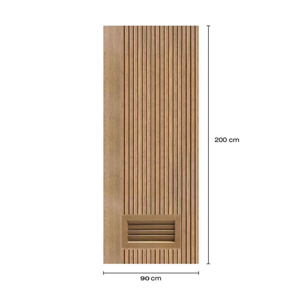 ประตูห้องน้ำโพลีสไตรีน ไม่เจาะลูกบิด LINDEKOR VERTICAL 90x200 ซม. สีสักด้าน (เปิดด้านขวา เข้าด้านใน)